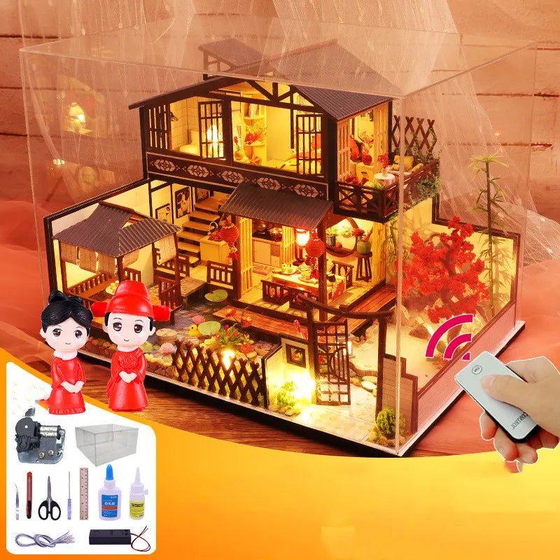 Handmade Wooden Music Box Music Box Sky City GIFT
