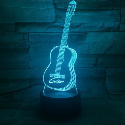 3D Guitar + other Musical instruments Model Night Light with USB and Battery