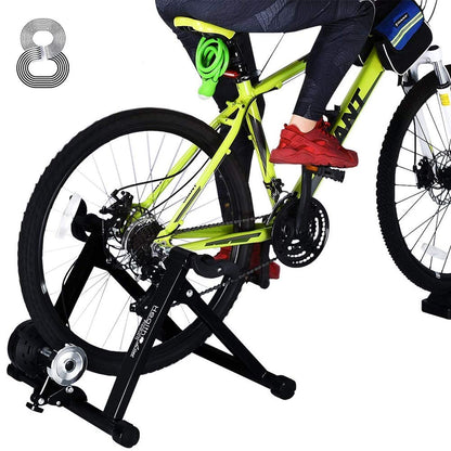 Bike Trainer Stand for 26"-28" Mountain & 700C Road Bikes Indoor Stationary Bicycle Exercise w Quiet Noise Reduction/Wider 8 Level Resistance