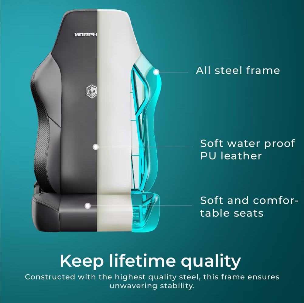 Gaming Chair Dynamic Lumbar Support and Thicken Seat Height Adjustable Game Chair with 360°-Swivel Seat