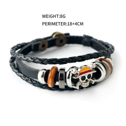 Anime Merch Accessories: Naruto, One Piece & Attack on Titan Leather Bracelet