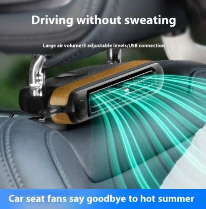 Car Turbine Bladeless Rear Seat USB Fan – 3-Speed, Quiet, Powerful, for Vehicle Interior (Black, Brown, Wood Grain)