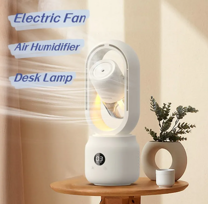Bladeless USB Spray Mist Electric Fan & Air Humidifier (USB Rechargeable, Tabletop)