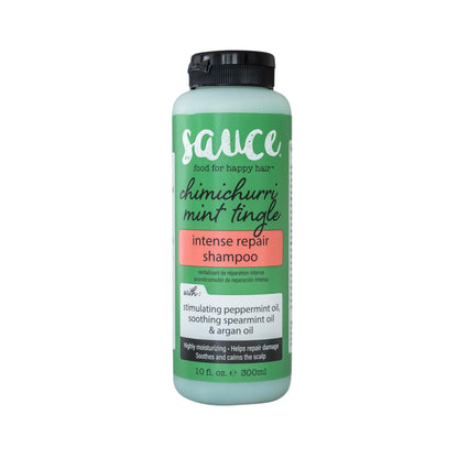SAUCE BEAUTY Intense Repair Shampoo - Chimichurri Mint Tingle Hair Repair Shampoo - Hydrating Shampoo for Damaged Hair - Paraben and Sulfate-Free Hair Shampoo With Argan & Peppermint Oil (10 Fl Oz)