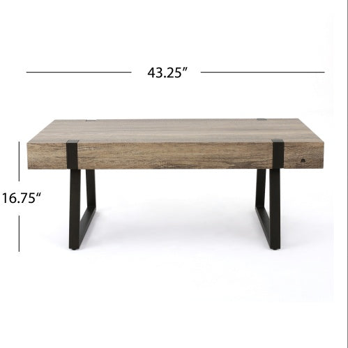 Faux Wood Coffee Table - 43.25" L x 23.60" W x 16.75" H - Canyon Grey