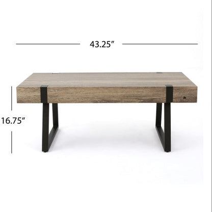 Faux Wood Coffee Table - 43.25" L x 23.60" W x 16.75" H - Canyon Grey