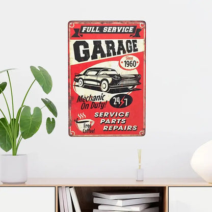 Vintage Metal Garage Service Sign for Cafes and Bars 7.9 x 11.9 inches