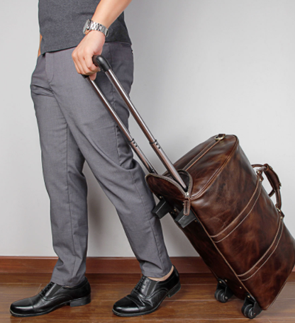 Large Capacity Cowhide Travel Trolley Bag
