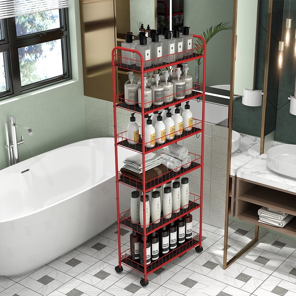 Rolling Storage Trolley Cart for Bathroom Toilet Washroom