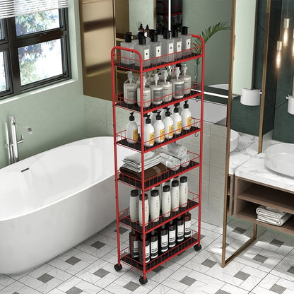 Rolling Storage Trolley Cart for Bathroom Toilet Washroom