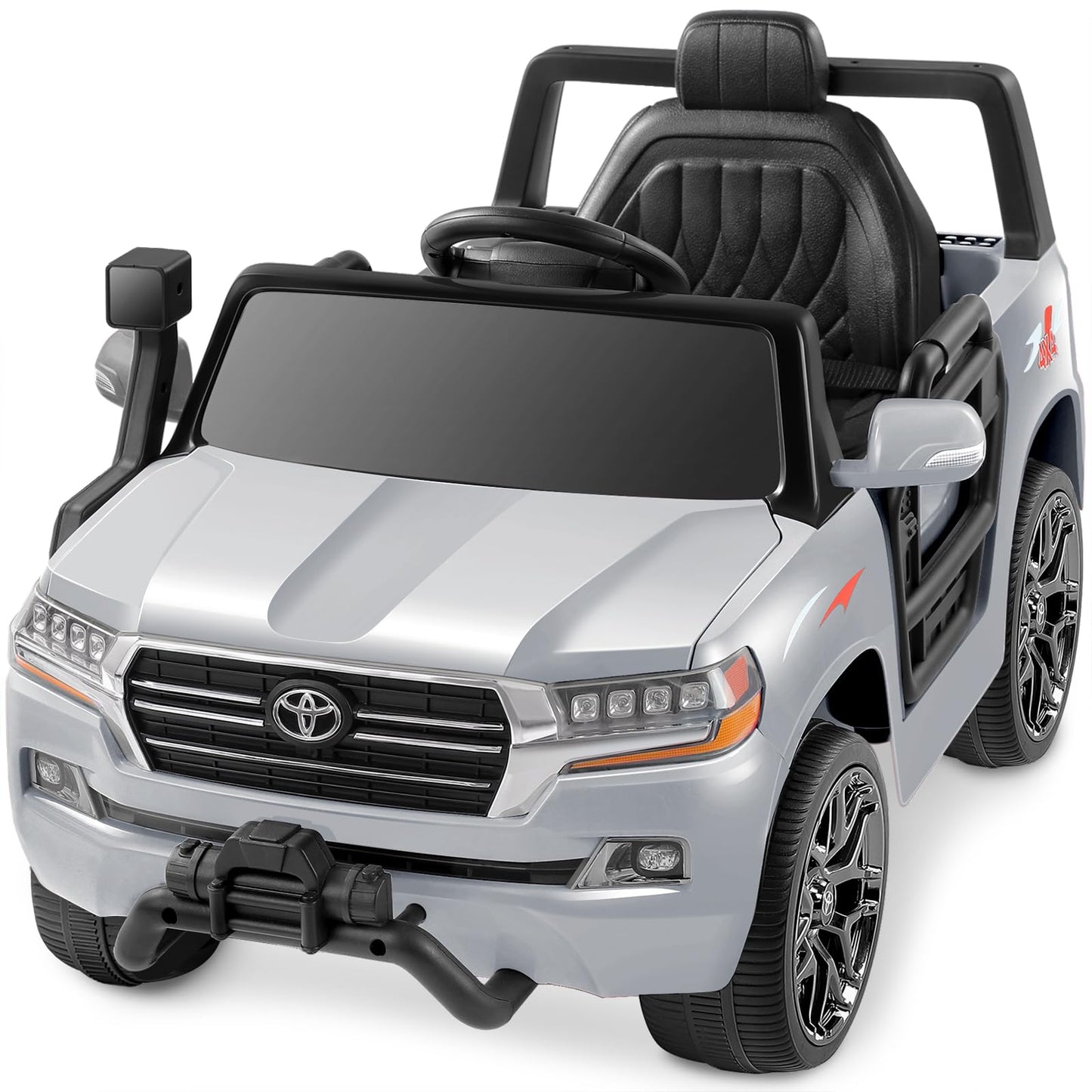 ELEMARA Toyota Ride on Car for Toddlers 12V7AH Battery Powered Car with DIY Building Blocks & Storage Area Kids Electric Vehicles Electric Car for kids with Remote 3.5mph 3 Speeds Bluetooth-Gray