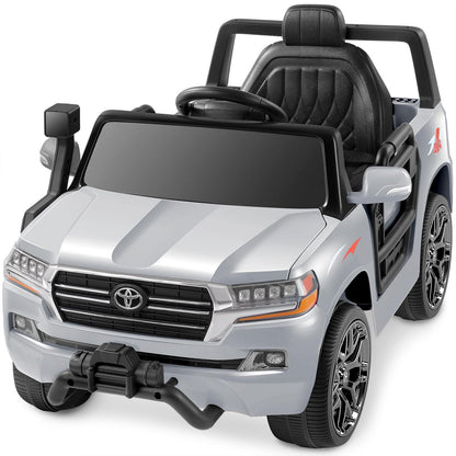 ELEMARA Toyota Ride on Car for Toddlers 12V7AH Battery Powered Car with DIY Building Blocks & Storage Area Kids Electric Vehicles Electric Car for kids with Remote 3.5mph 3 Speeds Bluetooth-Gray