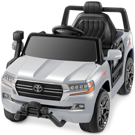ELEMARA Toyota Ride on Car for Toddlers 12V7AH Battery Powered Car with DIY Building Blocks & Storage Area Kids Electric Vehicles Electric Car for kids with Remote 3.5mph 3 Speeds Bluetooth-Gray