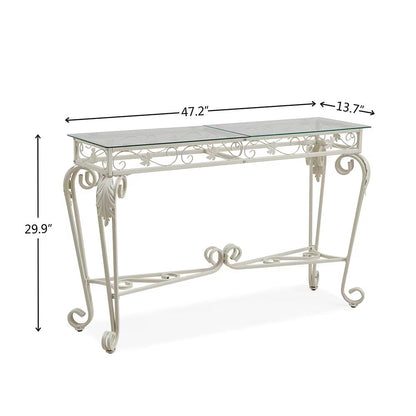 Vintage 2nd Tier Modern Tempered Glass Console Table, Entrance Table, Sofa Table With Storage Shelves