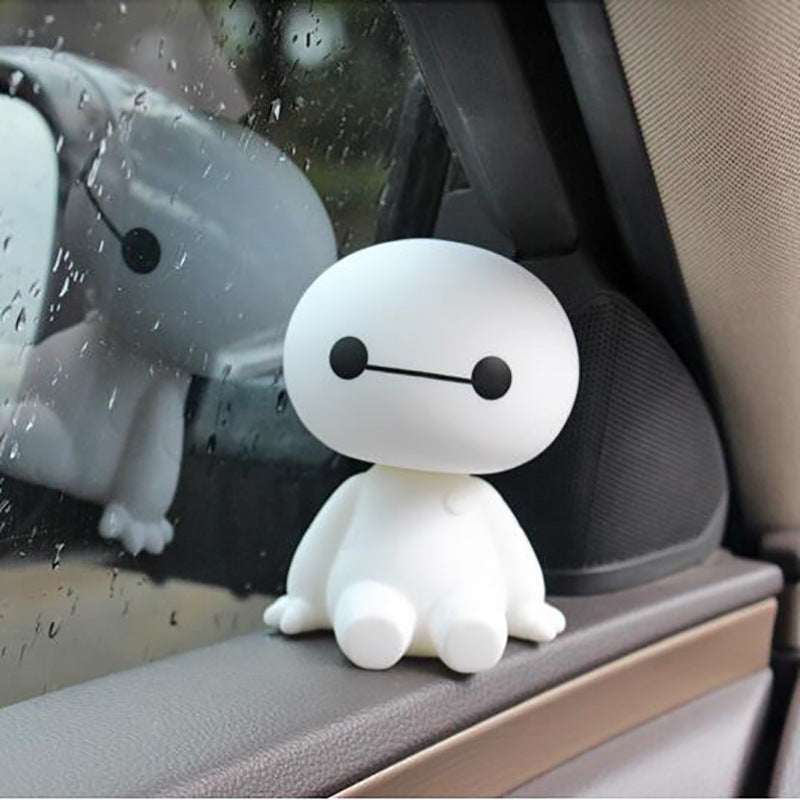 Creative Big White Shaking Head Doll for Car Decor