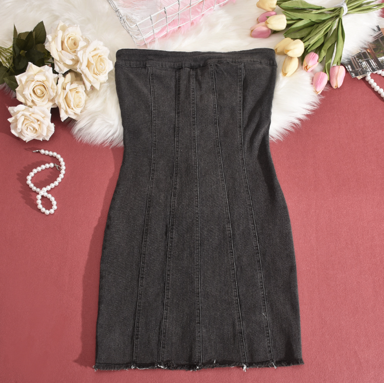 Sexy Backless Strapless Denim Dress woman women date couple party night clubbing