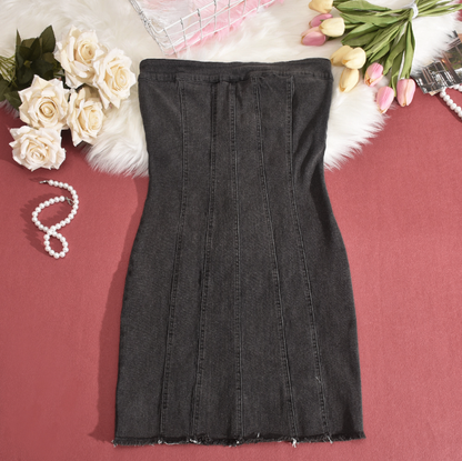 Sexy Backless Strapless Denim Dress woman women date couple party night clubbing