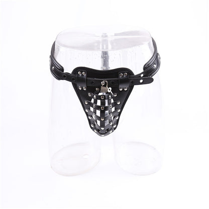 Leather Men's Chastity Belt with Cock Cage Adult Toy couple date night gift
