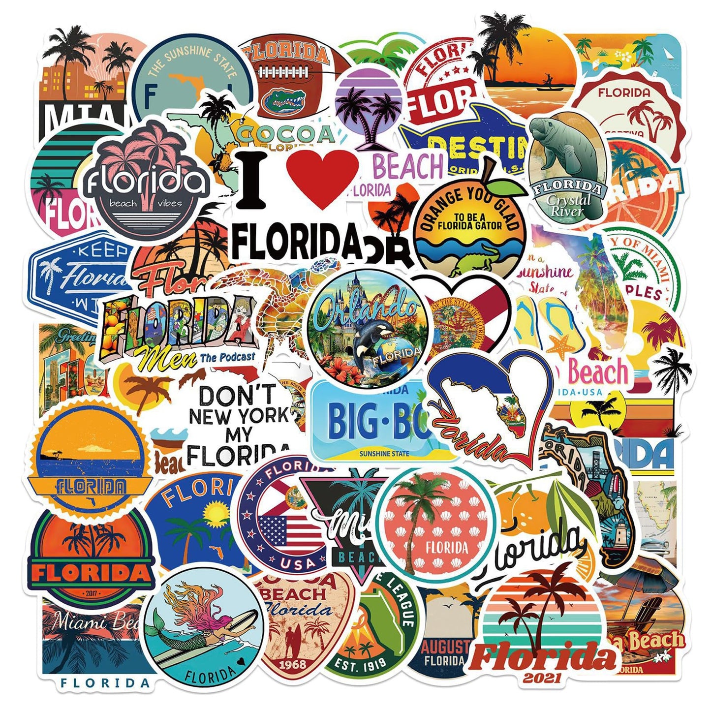 The Beauty of Florida Cartoon Landscape Stickers (50Pcs) Stickers Vinyl Sticker Decal Decor