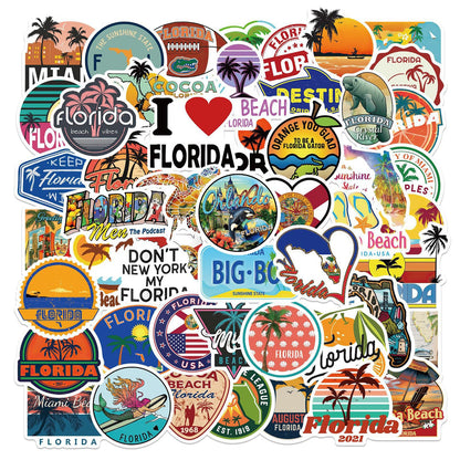 The Beauty of Florida Cartoon Landscape Stickers (50Pcs) Stickers Vinyl Sticker Decal Decor