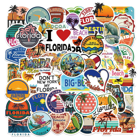 The Beauty of Florida Cartoon Landscape Stickers (50Pcs) Stickers Vinyl Sticker Decal Decor