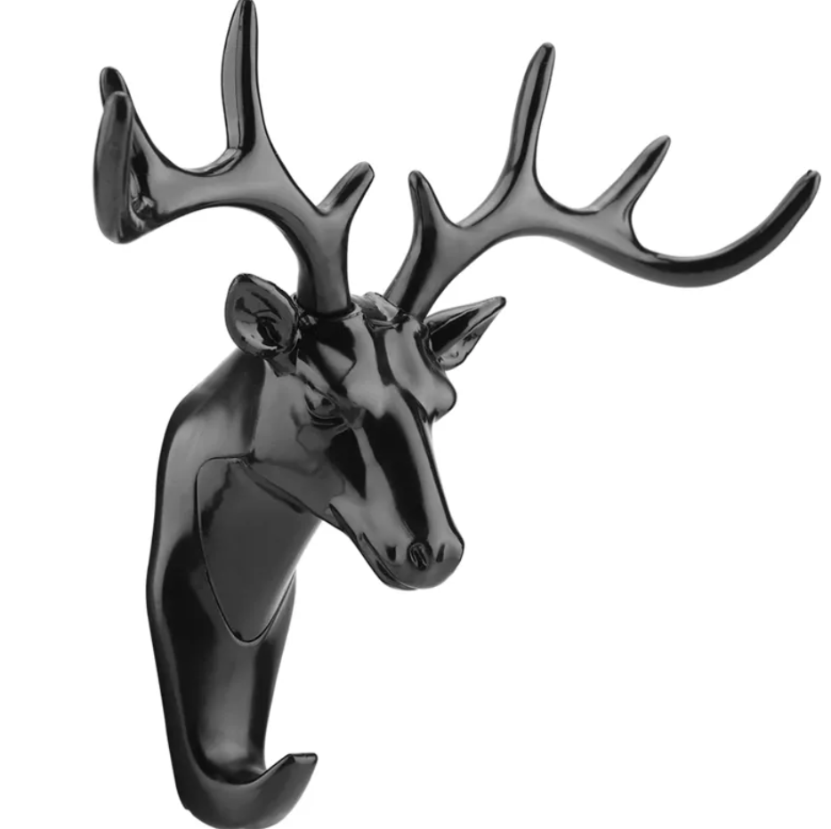 Black Deer Head Wall Hook Decor decoration