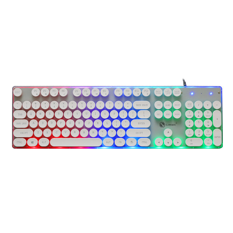 Rainbow Backlit Retro USB Mechanical Gaming Keyboard 104 keys