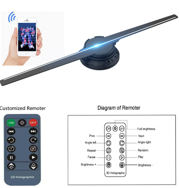 42CM 360° Holographic Display Fan | 3D Hologram Projector Player