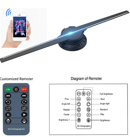 42CM 360° Holographic Display Fan | 3D Hologram Projector Player