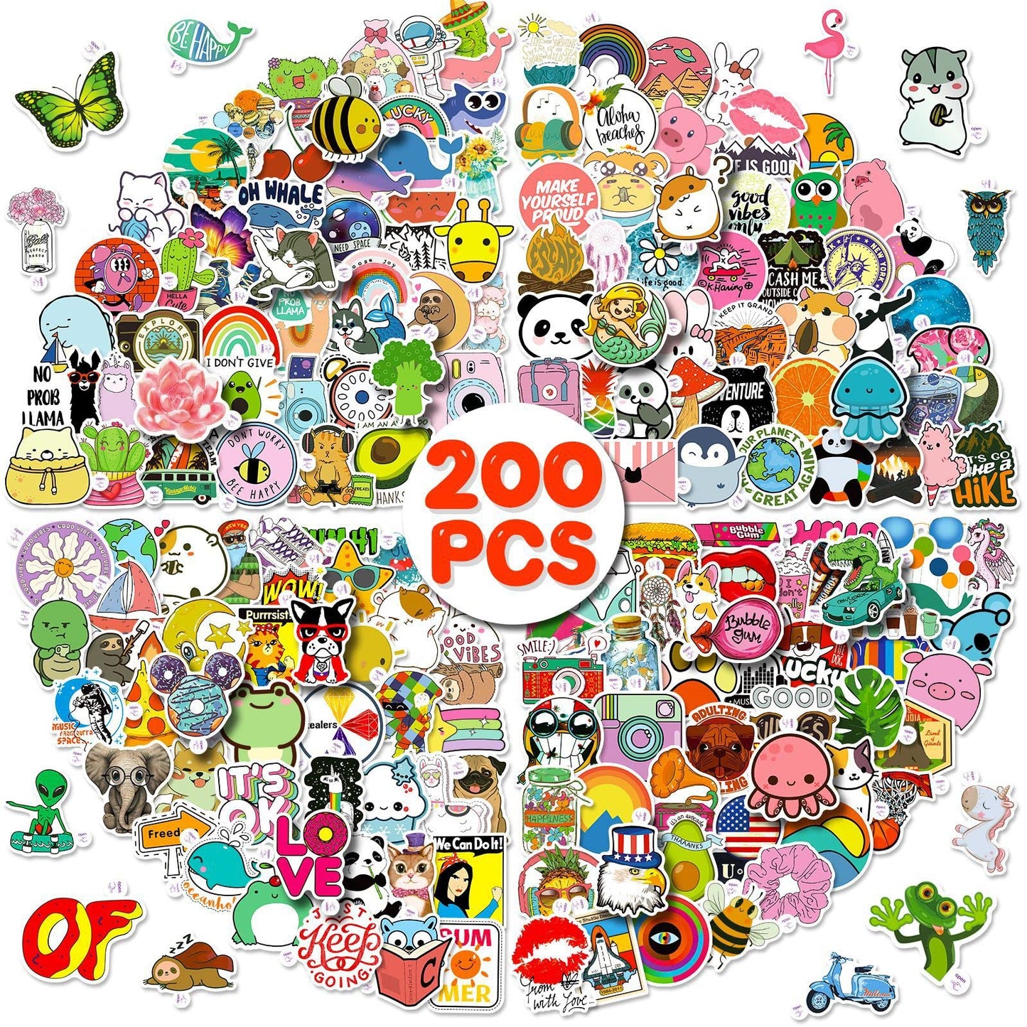200pcs Cute Kawaii Stickers for Girls Vinyl Anime Waterproof Decal sticker