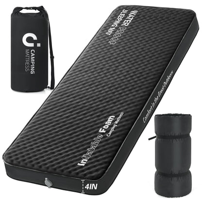 Self Inflating Sleeping Pad Ultra Thick Foam Camping Mattress with Air Pump Sack Small Single Size Sleeping Mats for Adults Inflatable Camping Pad Single Bed Travel Car Tent Home Black7
