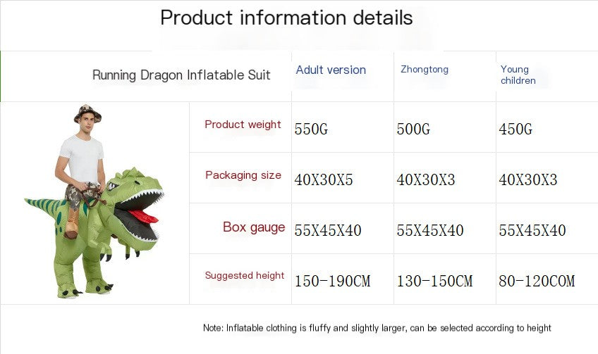 Kids Inflatable T-Rex Dinasour Costume
