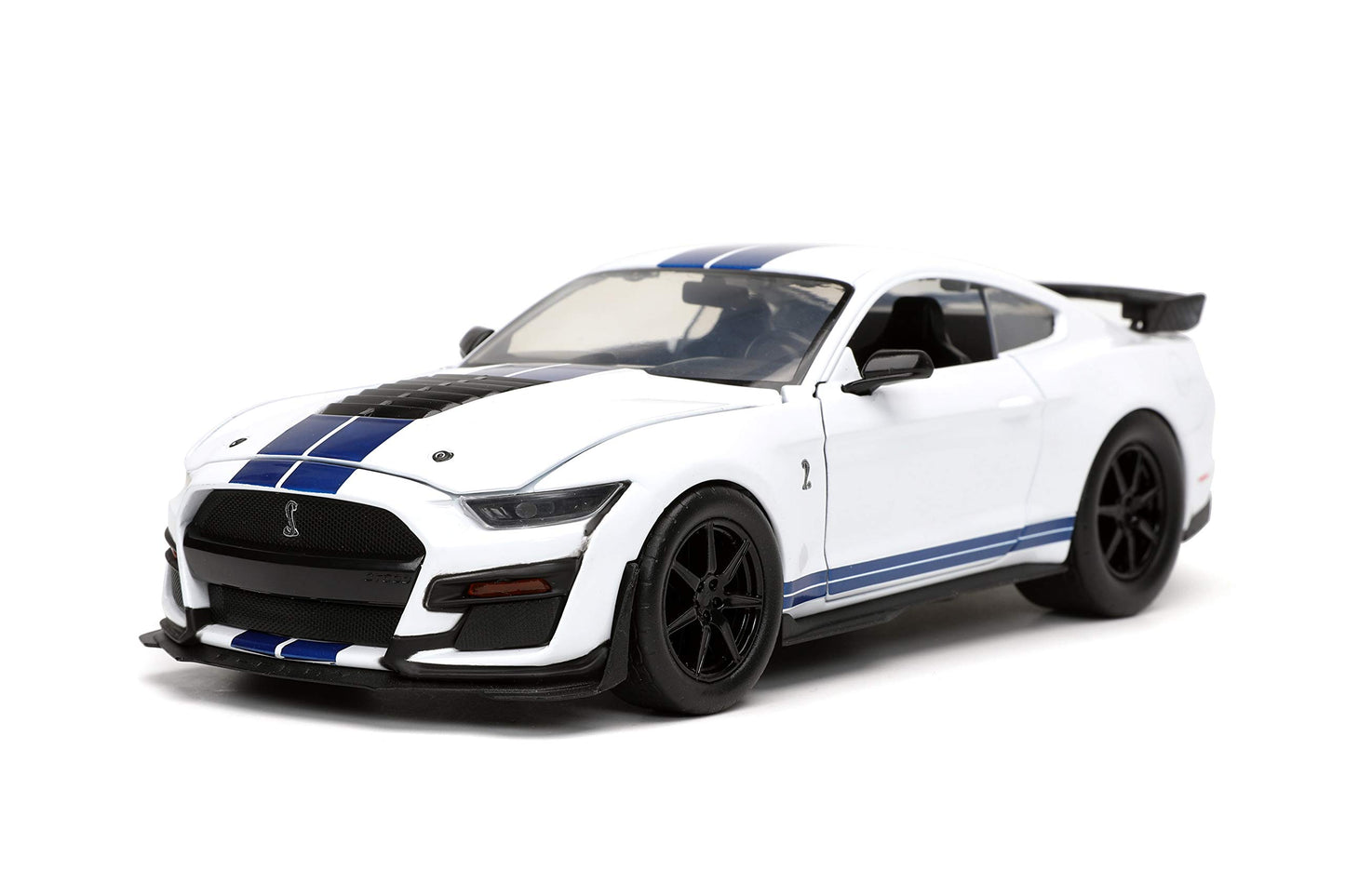 Jada Toys Bigtime Muscle 1:24 2020 Ford Mustang Shelby GT500 Die-cast Car Blue White Stripes Toys for Kids and Adults