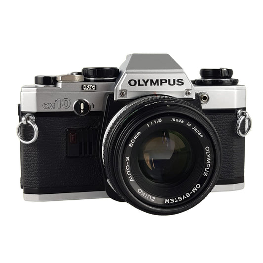 Generic Olympus OM10 Vintage SLR 35mm Film Camera with f/1.8 50mm Prime Lens (Renewed) Silver / Black