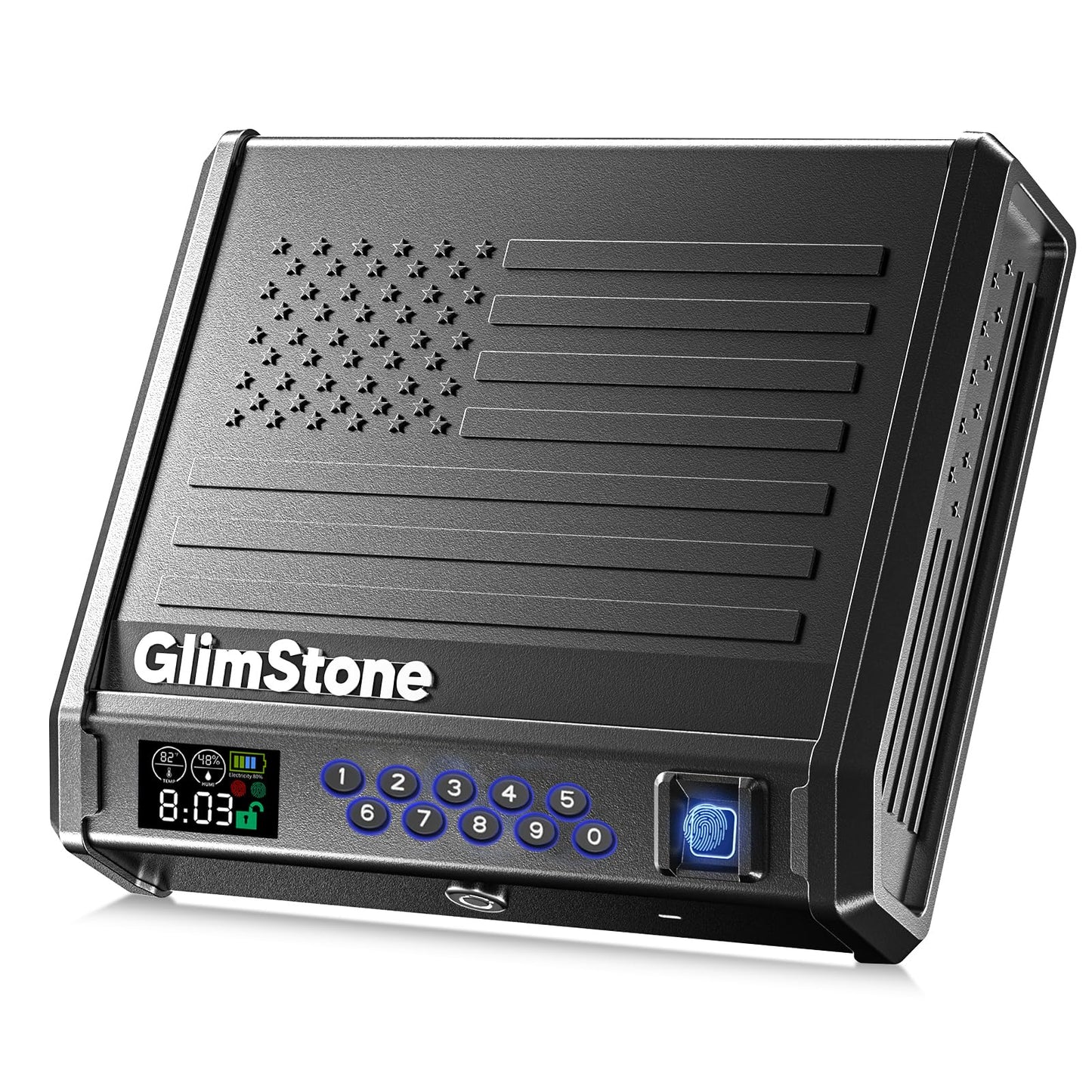 Glimstone Gun Safe Biometric Safe for Pistols Deluxe Edition 3 Ways Quick Access With Fingerprint/Digital Keypad/Key Smart Handgun Safe for Home Bedside Nightstand Car