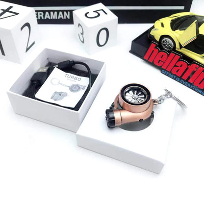 Car Turbo Charger Key Chain USB Charging Accessories USB LED LIGHT