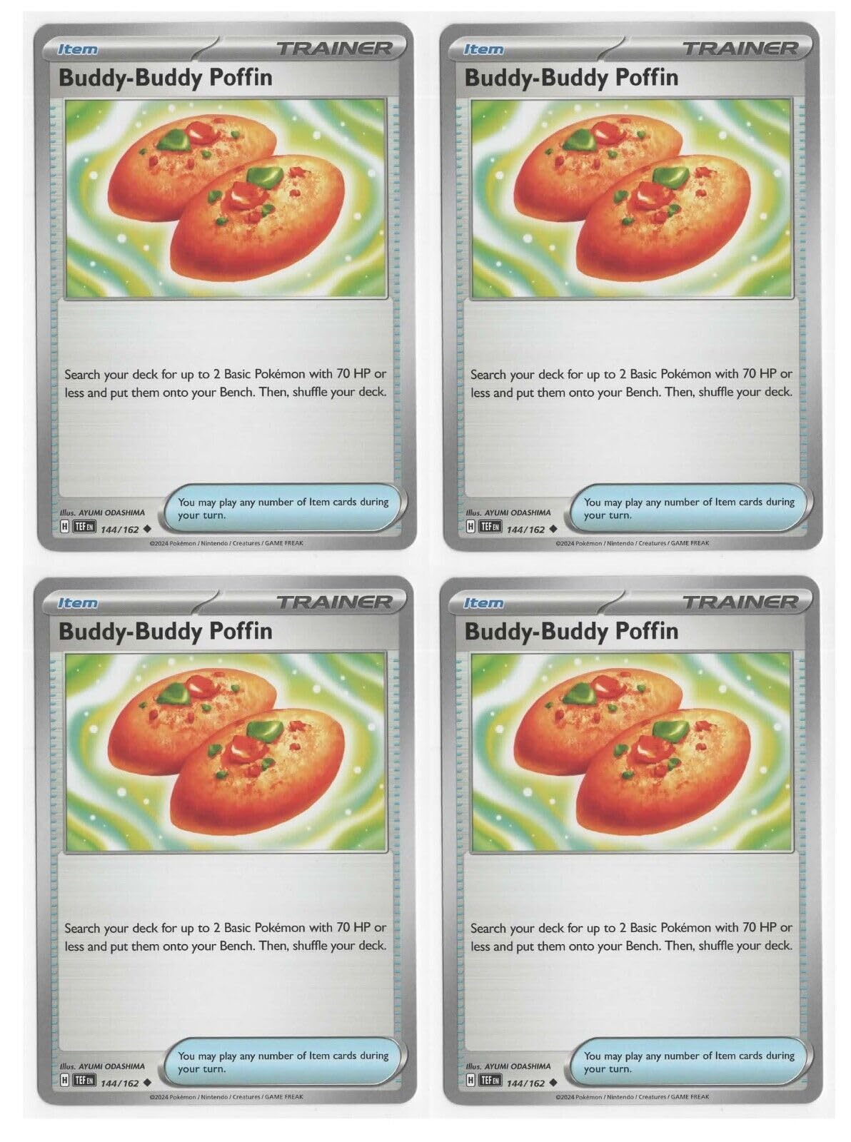 Buddy Buudy Poffin 144/162 - Temporal Forces Pokemon Trainer Card Set x4 Playset