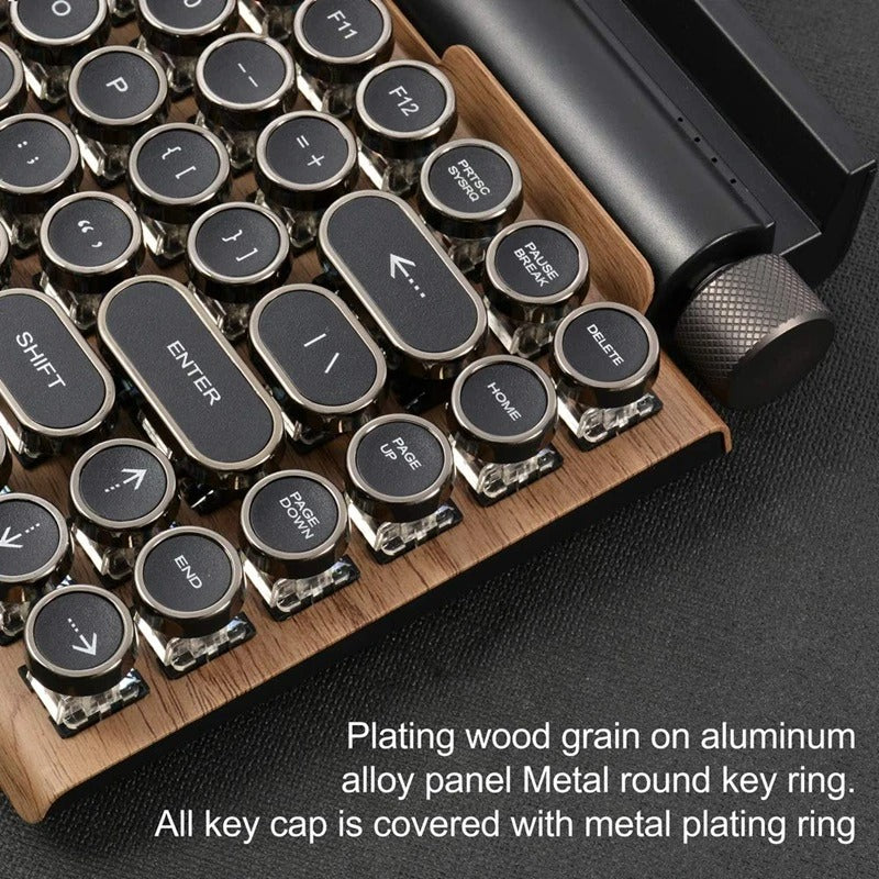 Retro Wireless Bluetooth Typewriter Keyboard with USB