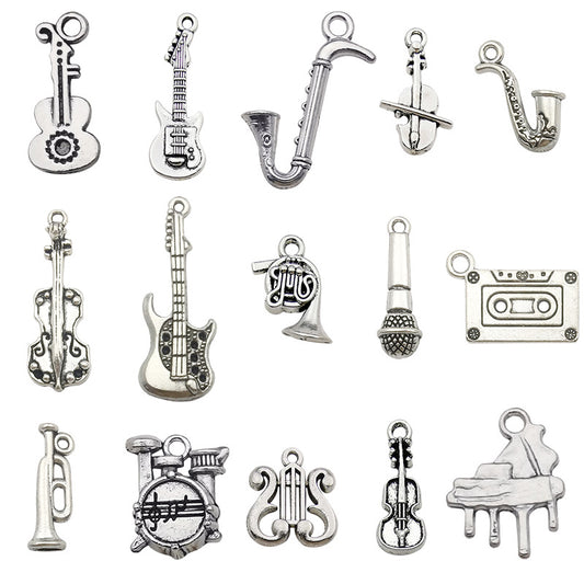 Cute DIY Music Series Violin Guitar Note keychain pendant necklace