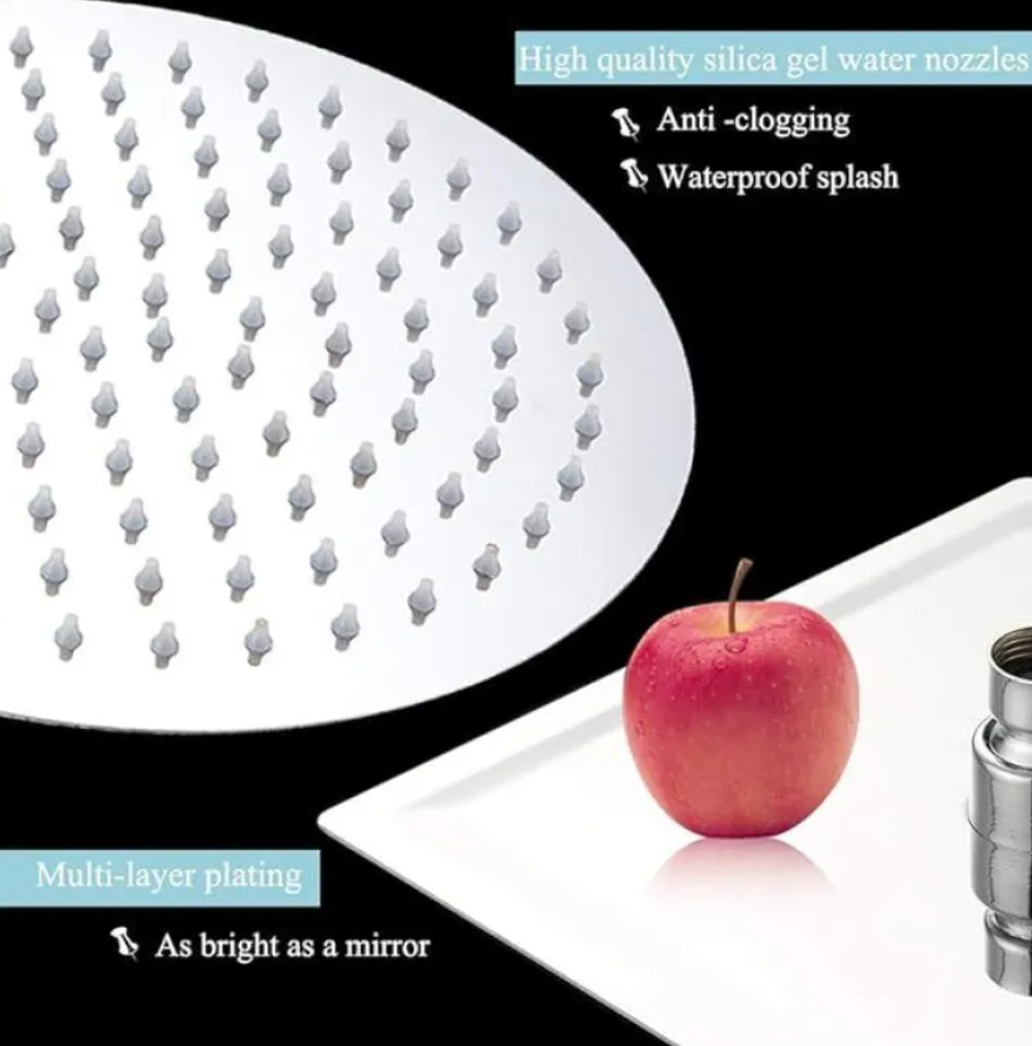 Large Chrome 304 Stainless Steel 8 inches Rainfall Shower Head