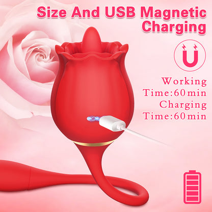 Rose Tongue Vibrator for Women - G Spot and Clitoral Stimulation adult toy massage couple