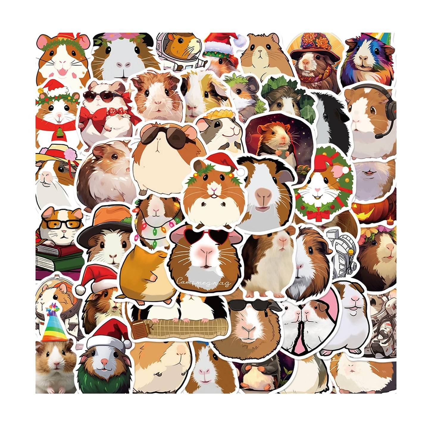 50PCS Domesticated Guinea Pig Cartoon Sticker Waterproof Vinyl Sticker Decal