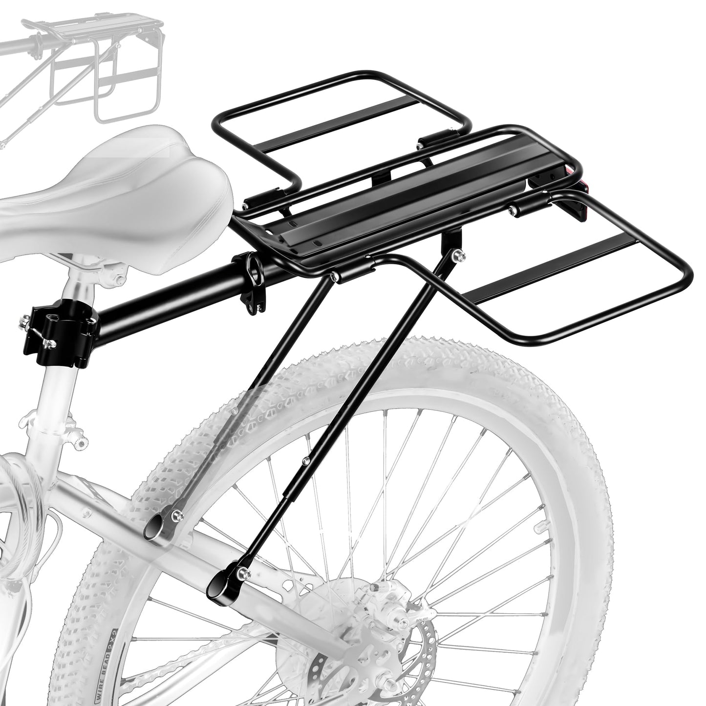 Bike Cargo Rack with Foldable Wide Wings Quick Release Rear Bike Rack Universal Bike Luggage Touring Carrier RackLarge Capacity Bike Pannier Rack Height Adjustable Fit 24”-29” BCR07