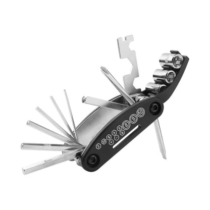 Bike Tool Kit 16 in 1 Bike Multitool Fold Bicycle Tool Kit Mountain Bike Repair Kit Routine Maintenance and Emergency Repairs Black