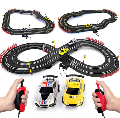Slot Car Race Track 1:43 Scale Electric Toys High-Speed Cars Dual Racing Track Sets with 2 Hand ControllersRace Tracks Game Gifts for Kids Children 6 7 8 Boys Girls