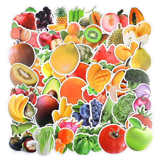 Fruit Stickers Vegetable Stickers 180Pcs Cute Food Stickers Vinyl Sticker Decal Decor Waterproof