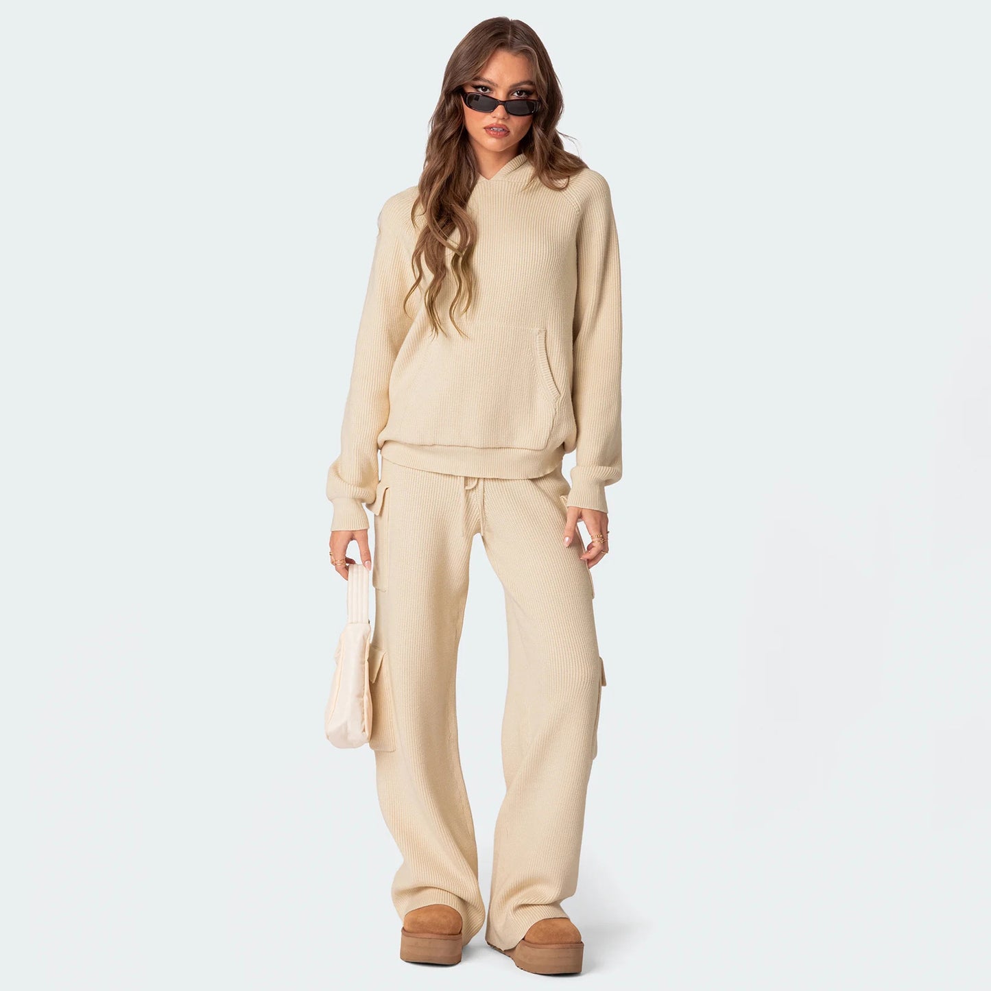 Luxe Knit Hoodie Cargo Set Women Woman (One Piece)