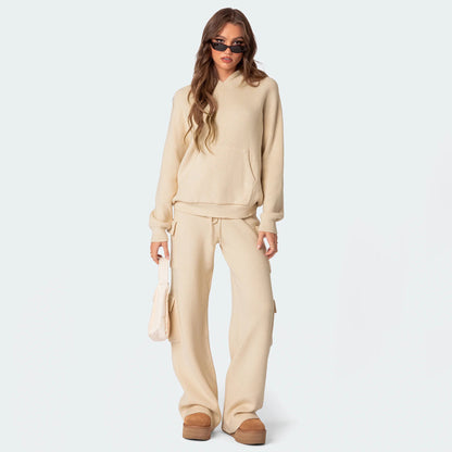 Luxe Knit Hoodie Cargo Set Women Woman (One Piece)