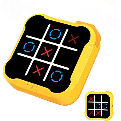 Tic Tac Toe Game 4 in 1 Handheld Educational Game Machine Electronic Tic Tac Toe Game for Education and Memory Growth Home Toy Board Game for Kids and Adults (Yellow)