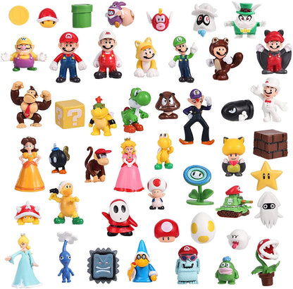 Isaneihas 48 pcs Set Mario Figures Toy - Mario & Luigi Figurines – Yoshi & Mario Bros Action Figures （2 inch）